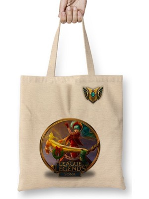 Baskı Dükkanı League Of Legends Sona Lol Bez Çanta Uzun Saplı
