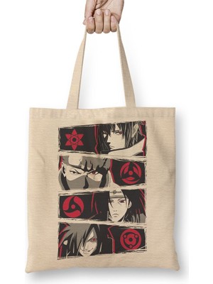 Baskı Dükkanı Naruto Sharigans Bez Çanta Uzun Saplı