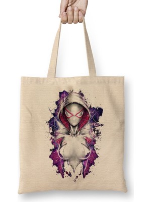 Baskı Dükkanı Spider Gwen Bez Çanta Uzun Saplı