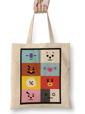 Baskı Dükkanı Bts BT21 Bez Çanta Uzun Saplı