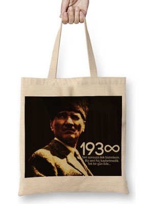 Baskı Dükkanı Atatürk 03 Bez Çanta Uzun Saplı