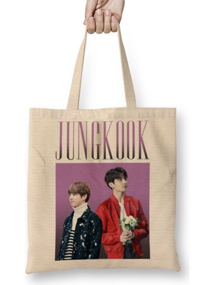 Baskı Dükkanı Bts Bangtan Jungkook Bez Çanta Uzun Saplı