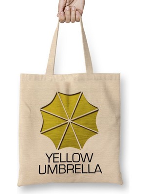 Baskı Dükkanı Yellow Umbrella Bez Çanta Uzun Saplı