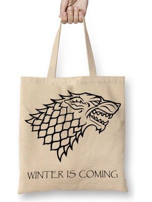 Baskı Dükkanı Casa Stark Got Winter Is Coming Bez Çanta Uzun Saplı