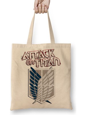 Baskı Dükkanı Attack On Titan Bez Çanta Uzun Saplı