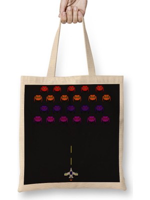 Baskı Dükkanı Space Defenders Bez Çanta Uzun Saplı