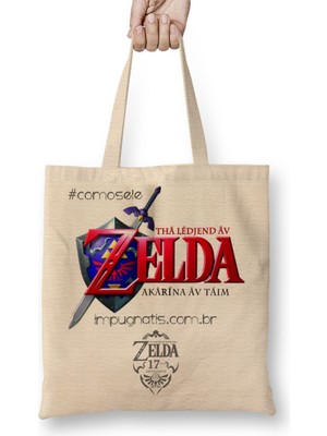 Baskı Dükkanı The Legend Of Zelda Ocarina Of Time Bez Çanta Uzun Saplı