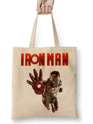 Baskı Dükkanı Iron Man 02 Bez Çanta Uzun Saplı