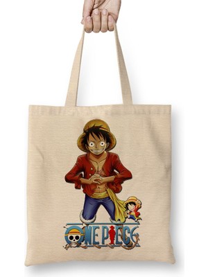 Baskı Dükkanı Luffy One Piece Bez Çanta Uzun Saplı