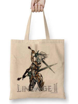 Baskı Dükkanı Lineage 2 Darkelf Bez Çanta Uzun Saplı