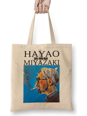 Baskı Dükkanı Hayao Miyazaki Thinking Facebez Çanta Uzun Saplı