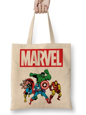 Baskı Dükkanı Marvel Avengers 03 Bez Çanta Uzun Saplı