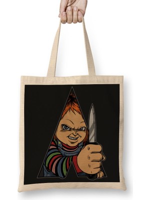 Baskı Dükkanı Chucky A Doll Work Orange Bez Çanta Uzun Saplı