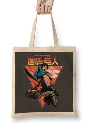 Baskı Dükkanı Shingeki No Kyojin Attack On Titan Bez Çanta Uzun Saplı