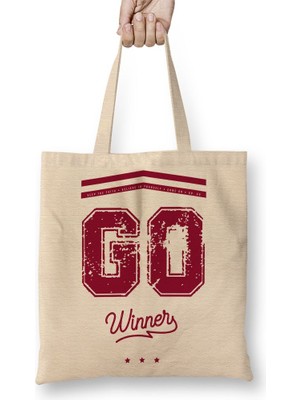 Baskı Dükkanı Go Winner Red Bez Çanta Uzun Saplı