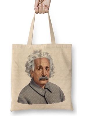 Baskı Dükkanı Albert Einstein Bez Çanta Uzun Saplı