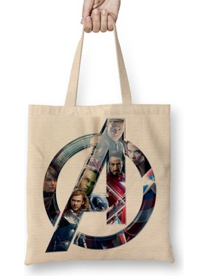 Baskı Dükkanı Avengers Znn Vingadores Bez Çanta Uzun Saplı
