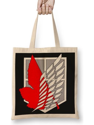 Baskı Dükkanı Attack On Titan Attack On Angel Bez Çanta Uzun Saplı