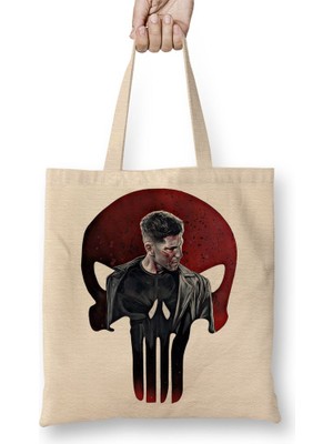 Baskı Dükkanı Justiceiro Bez Çanta Uzun Saplı