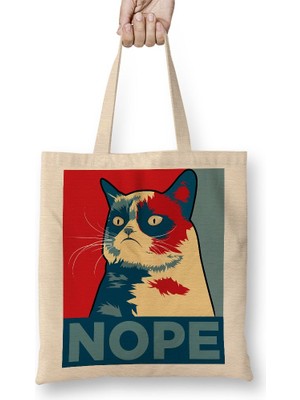 Baskı Dükkanı Nope 2 Bez Çanta Uzun Saplı