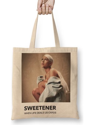 Baskı Dükkanı Ariana Grande Sweetener Bez Çanta Uzun Saplı