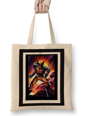 Baskı Dükkanı Wolverine 02 Bez Çanta Uzun Saplı