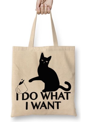 Baskı Dükkanı Yaramaz Cats Kedi Bez Çanta Uzun Saplı