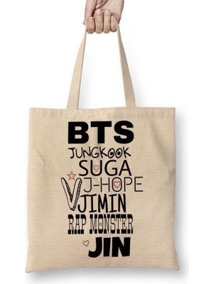 Baskı Dükkanı Bts Bez Çanta Uzun Saplı