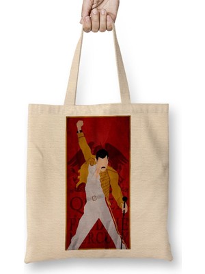 Baskı Dükkanı Freddie Mercury 14 Bez Çanta Uzun Saplı