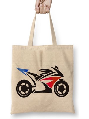 Baskı Dükkanı Moto Racing Bez Çanta Uzun Saplı