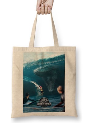 Baskı Dükkanı Jurassik Park Bez Çanta Uzun Saplı