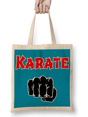 Baskı Dükkanı Karate Bez Çanta Uzun Saplı