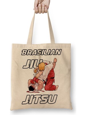 Baskı Dükkanı Brazilian Jiu Jitsu Brezilya Jiujitsusu 01 Bez Çanta Uzun Saplı