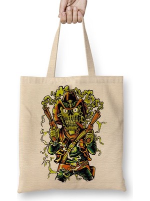 Baskı Dükkanı Cavaleiro Solitario Bez Çanta Uzun Saplı