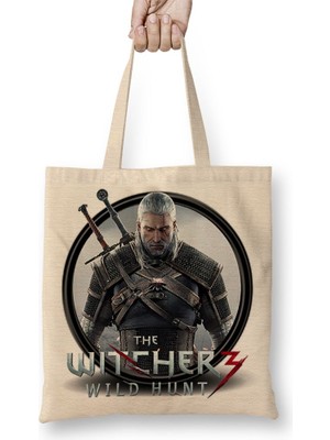 Baskı Dükkanı Geralt The Witcher Bez Çanta Uzun Saplı