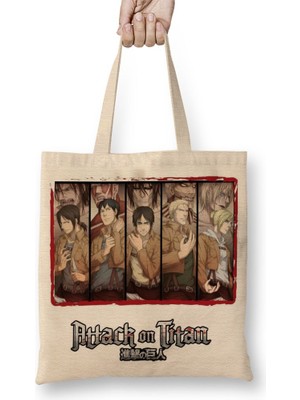 Baskı Dükkanı Attack On Titan 04 Bez Çanta Uzun Saplı