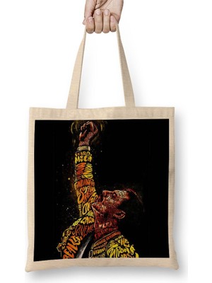 Baskı Dükkanı Freddie Mercury 016 Bez Çanta Uzun Saplı