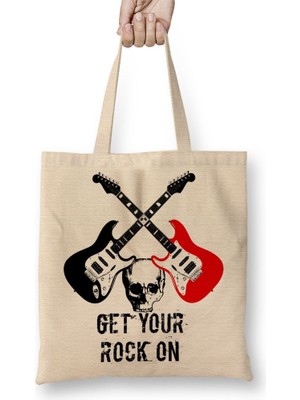 Baskı Dükkanı Get Your Rocks Bez Çanta Uzun Saplı