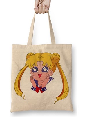 Baskı Dükkanı Articles Sailor Moon Happy Transparent Bez Çanta Uzun Saplı