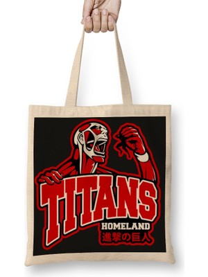 Baskı Dükkanı Attack On Titan Go Tıtans Bez Çanta Uzun Saplı