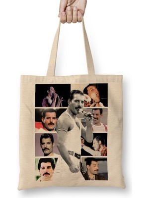 Baskı Dükkanı Freddie Mercury 07 Bez Çanta Uzun Saplı