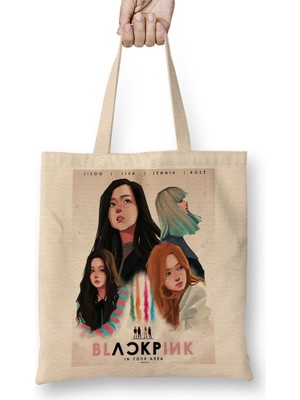 Baskı Dükkanı Black Pink Blackpink Bez Çanta Uzun Saplı