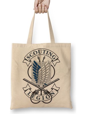 Baskı Dükkanı Attck On Titan Scoutıng Bez Çanta Uzun Saplı