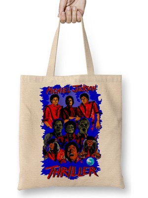 Baskı Dükkanı Michael Jackson Thriller Bez Çanta Uzun Saplı