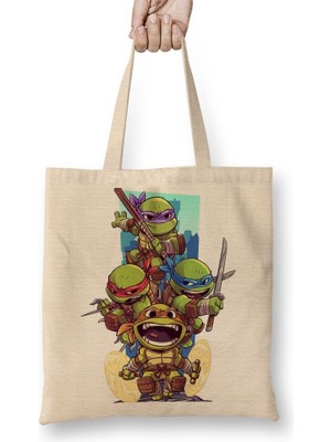 Baskı Dükkanı Ninja Turtles Ninja Kaplubağalar Bez Çanta Uzun Saplı