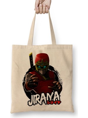 Baskı Dükkanı Ninja Jiraya Bez Çanta Uzun Saplı