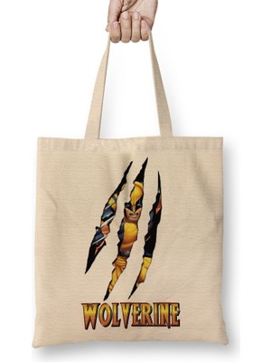 Baskı Dükkanı Wolverine Bez Çanta Uzun Saplı
