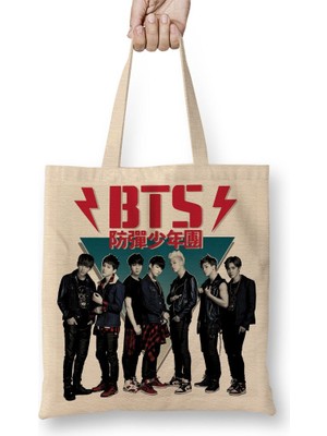 Baskı Dükkanı Bts 80's Vintage Dark Wild Bez Çanta Uzun Saplı