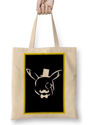 Baskı Dükkanı Pikachu Gentleblack Bez Çanta Uzun Saplı