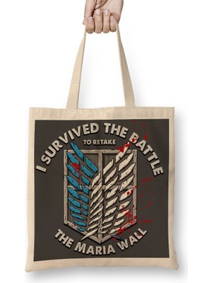 Baskı Dükkanı Attack On Titan Maria Wall Bez Çanta Uzun Saplı